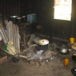 A small fire pit inside the kitchen hut at the Light School at Ishahayi.
